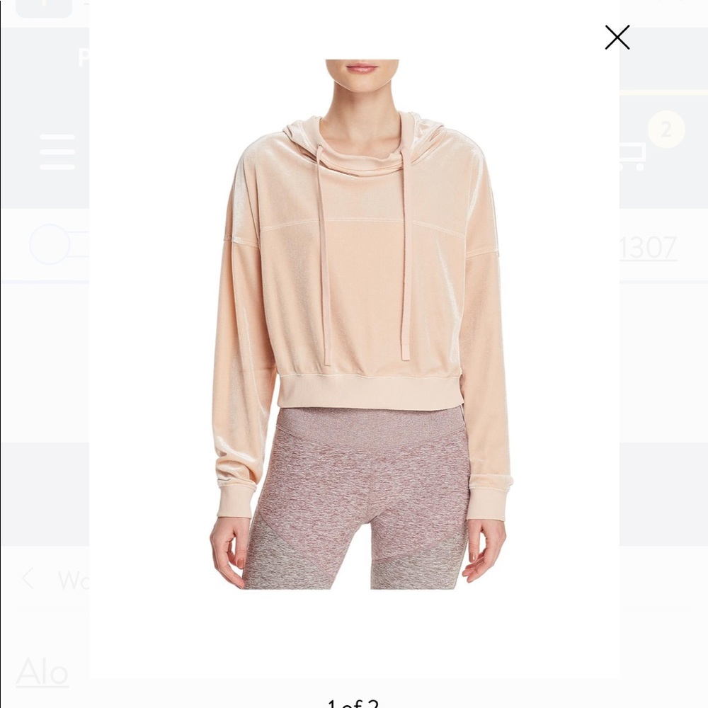 Alo pink velour hoodie xs